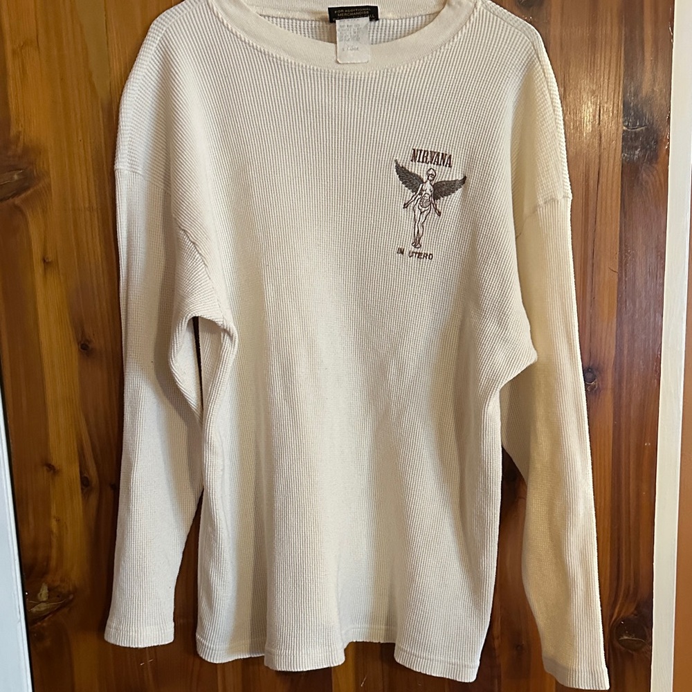 NIRVANA IN UTERO Tour 1993  RARE Long Sleeve Thermal Size XL Vintage 90s